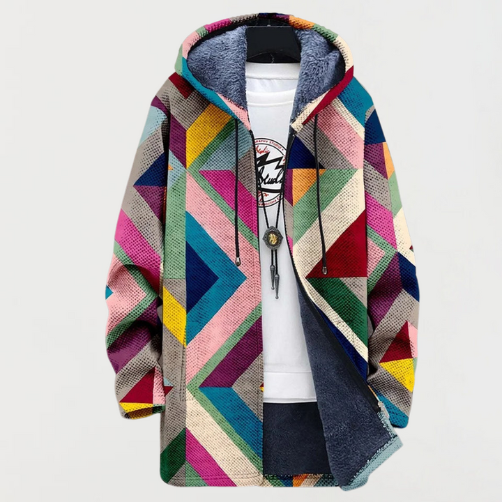 Steffi | Giacca Donna con Cappuccio e Motivo Geometrico