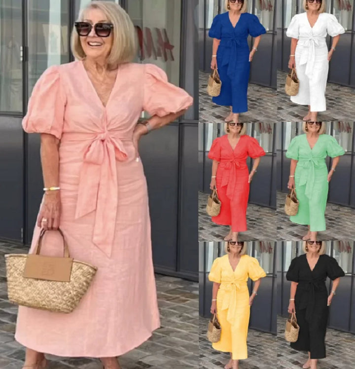 LYNORA | Elegante Abito Midi con Scollatura a V