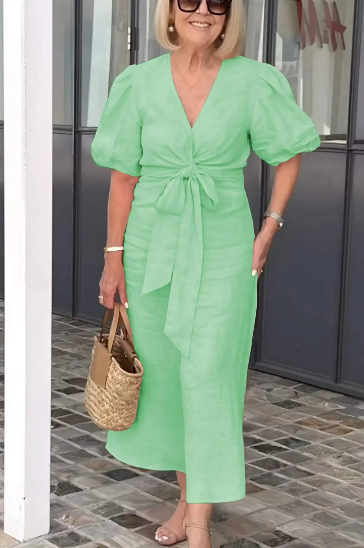 LYNORA | Elegante Abito Midi con Scollatura a V