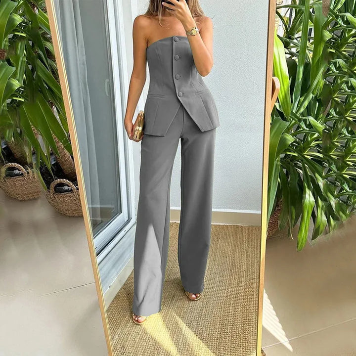 BRIA - Set Completo Due Pezzi Senza Maniche con Bottoni