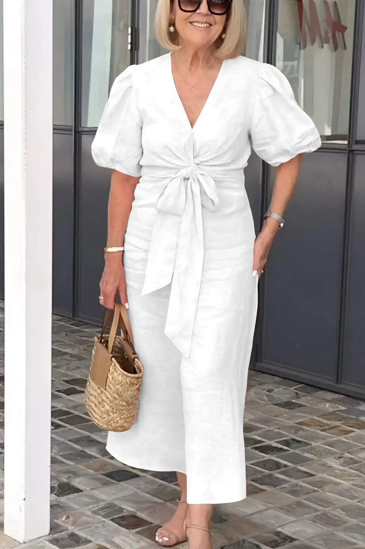 LYNORA | Elegante Abito Midi con Scollatura a V
