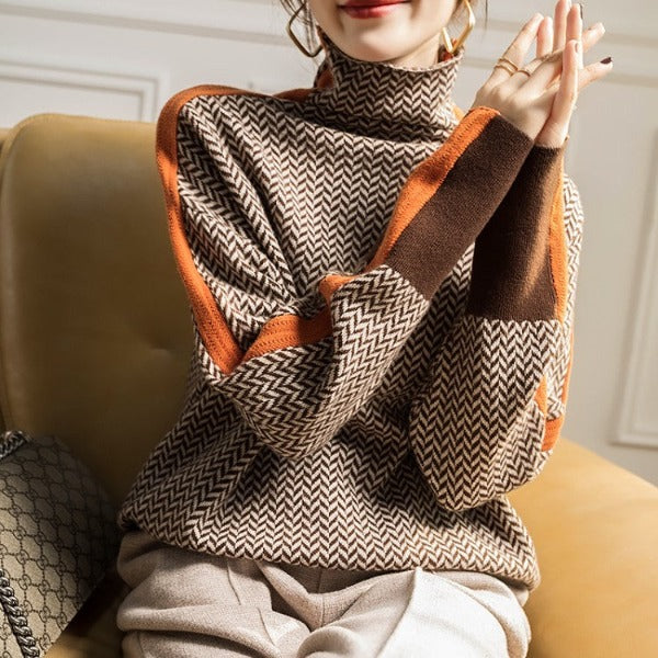 Eleanor | Luxe Herringbone Collo Alto