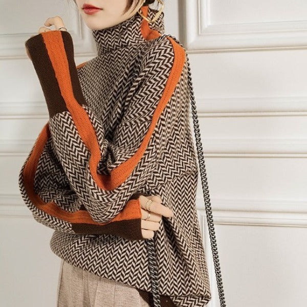Eleanor | Luxe Herringbone Collo Alto