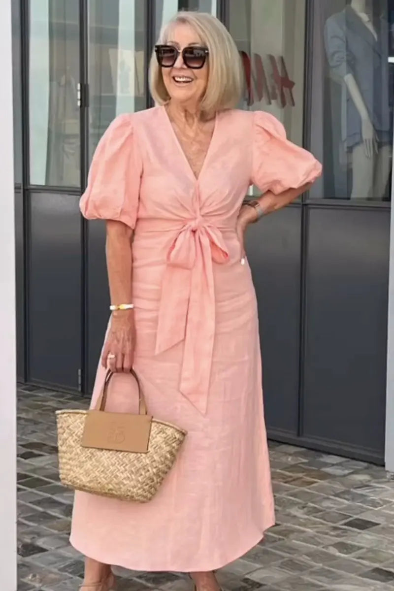 LYNORA | Elegante Abito Midi con Scollatura a V