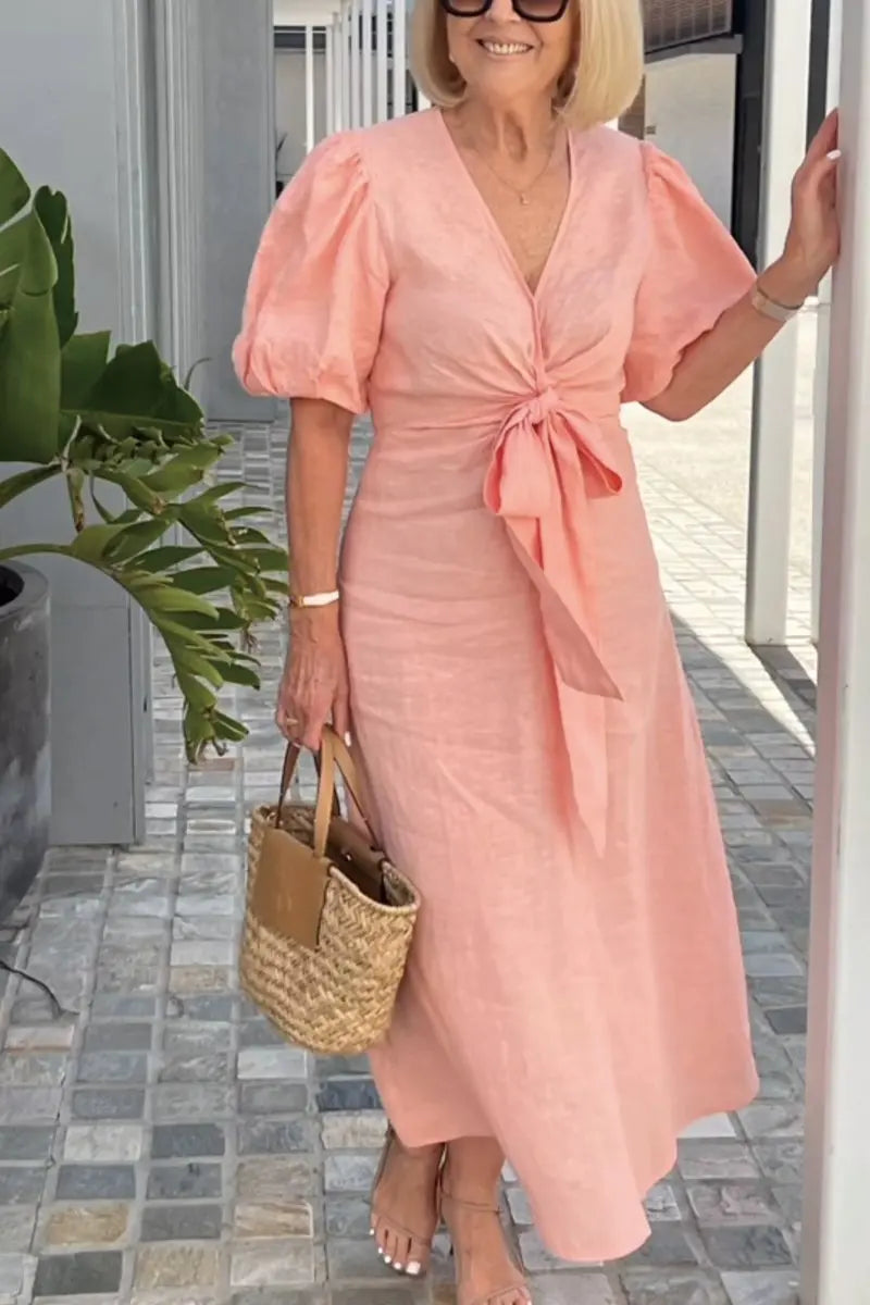 LYNORA | Elegante Abito Midi con Scollatura a V