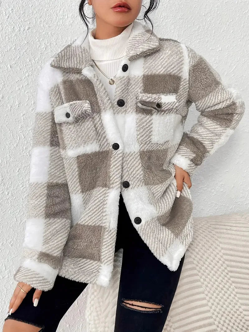 Martin | Elegante Giacca in Pile a Motivo Quadrato