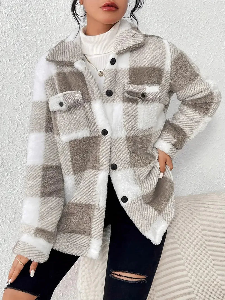 Martin | Elegante Giacca in Pile a Motivo Quadrato
