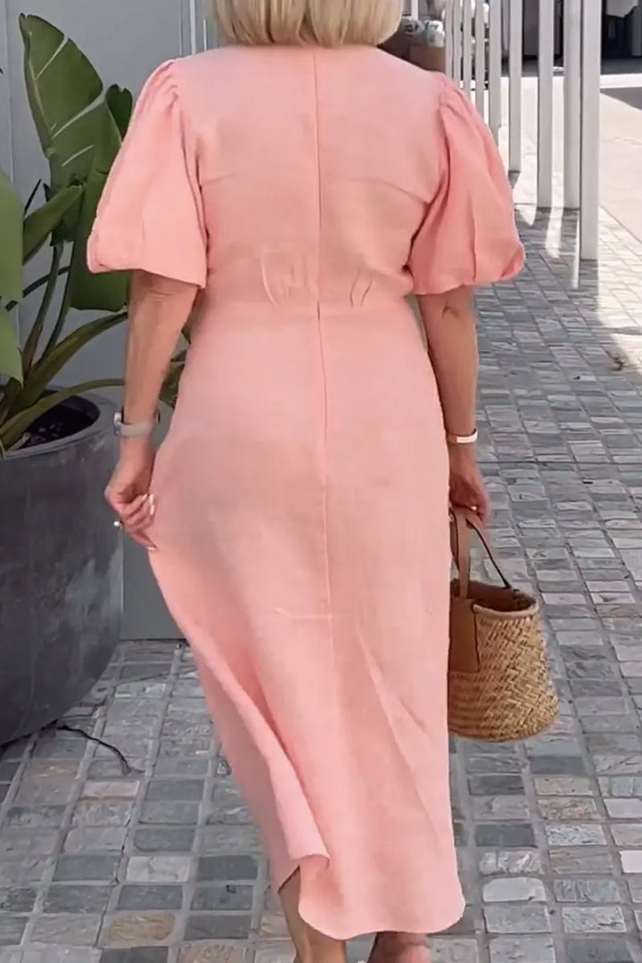 LYNORA | Elegante Abito Midi con Scollatura a V