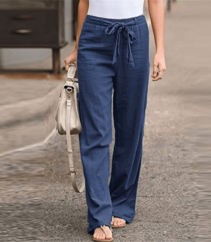 Joleen - Pantaloni Donna Relax con Corda e Vita Elasticizzata