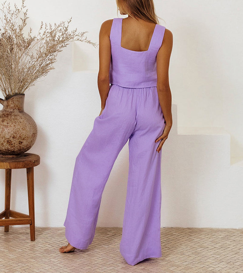 Megan - Set Minimalista con Top e Pantaloni Svasati