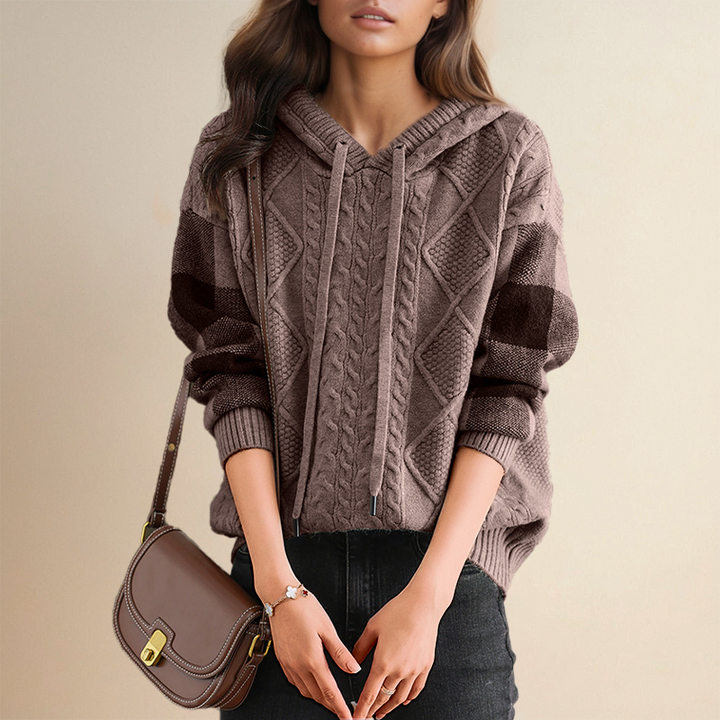 Emily | Maglione con Cappuccio Intrecciato" could be rewritten as "Emily | Intrecciato Hoodie Sweater.