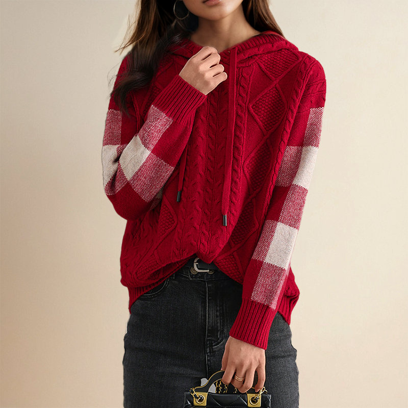 Emily | Maglione con Cappuccio Intrecciato" could be rewritten as "Emily | Intrecciato Hoodie Sweater.
