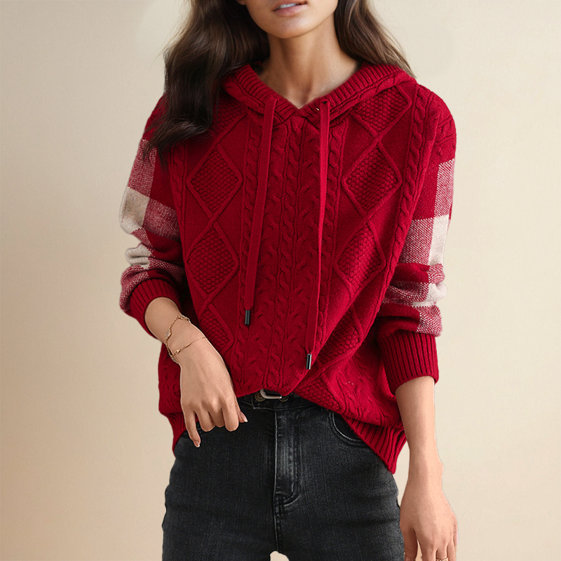 Emily | Maglione con Cappuccio Intrecciato" could be rewritten as "Emily | Intrecciato Hoodie Sweater.