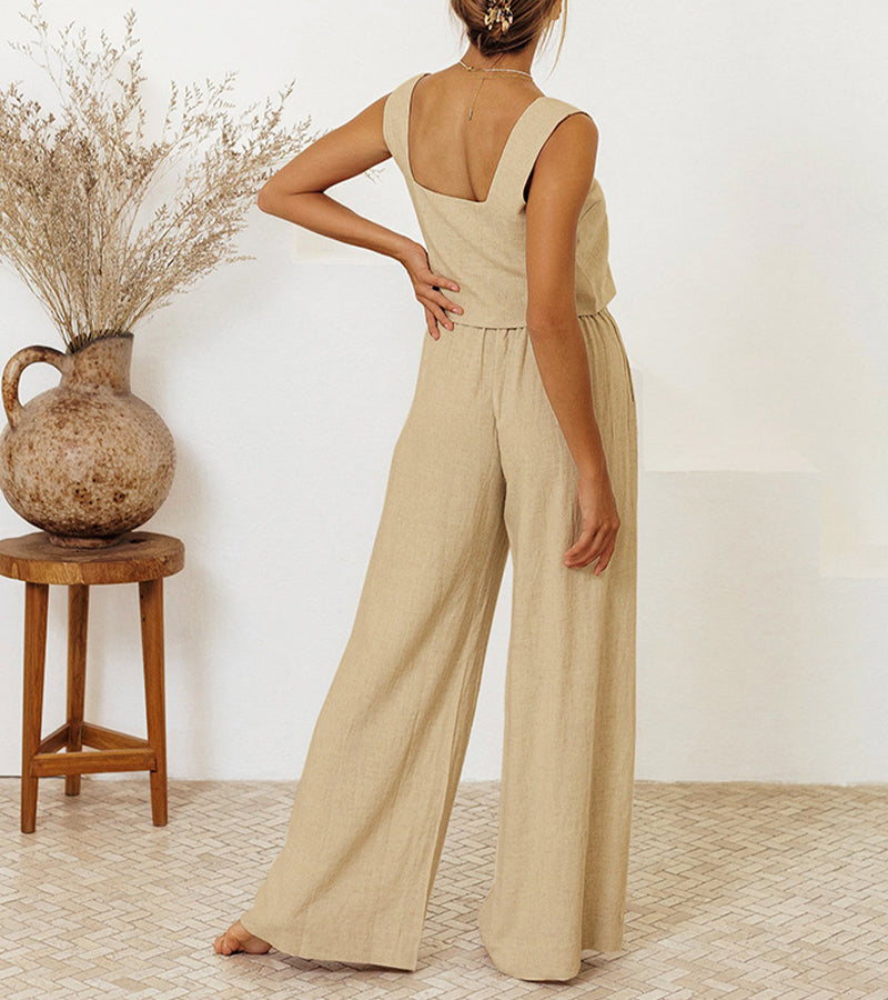Megan - Set Minimalista con Top e Pantaloni Svasati