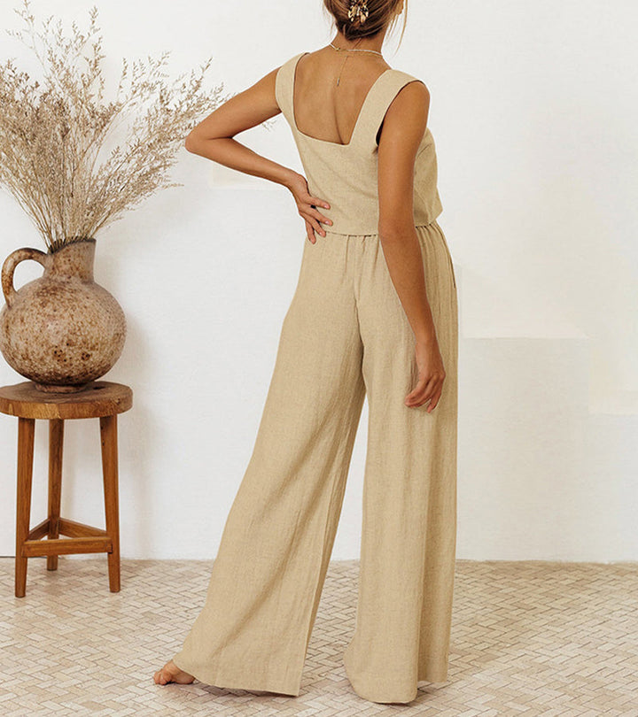 Megan - Set Minimalista con Top e Pantaloni Svasati