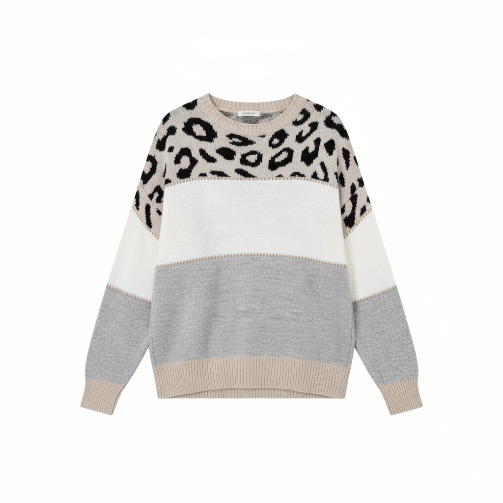 Louise™ | Elegante Maglione con Stampa Leopardata