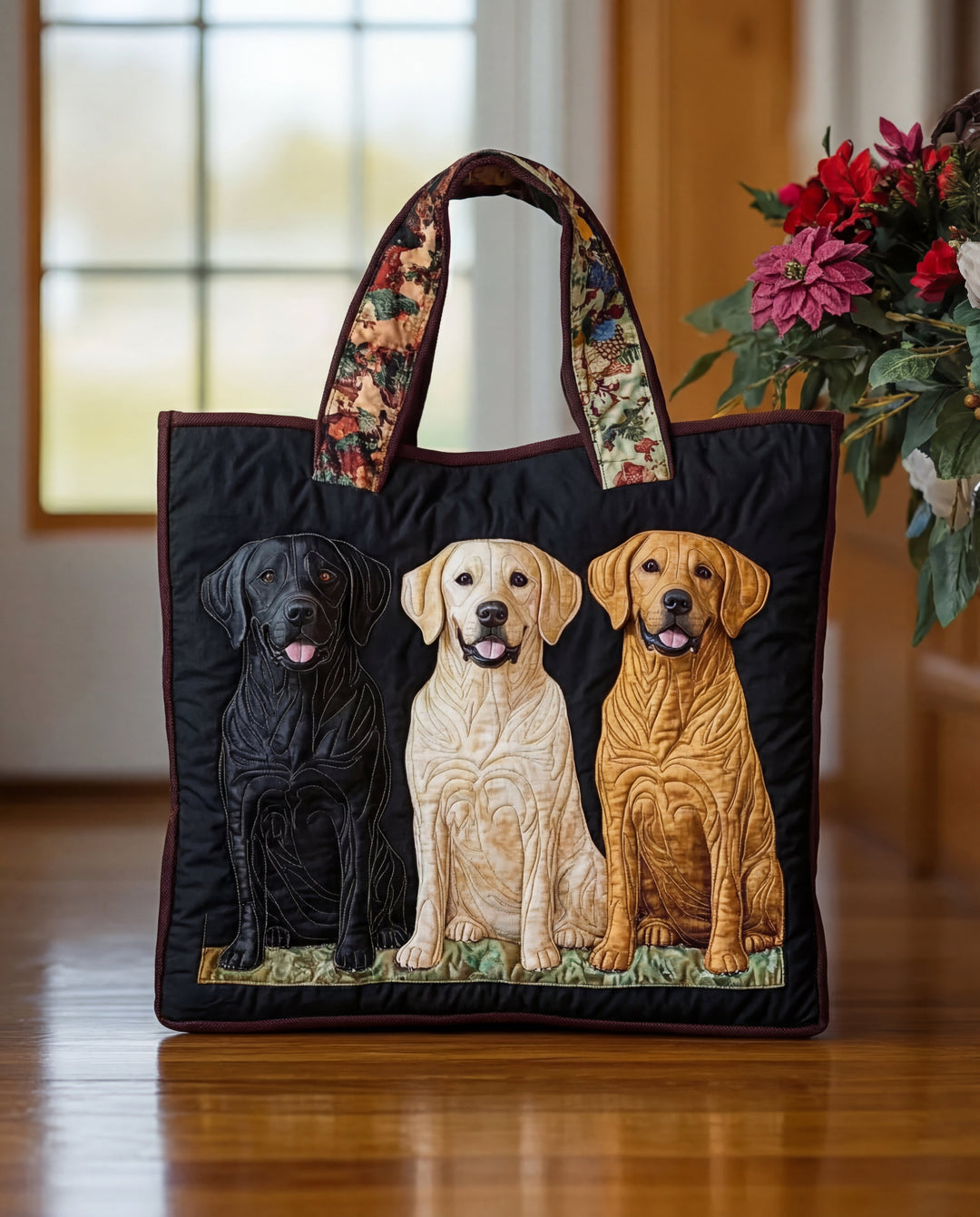 Handcrafted Bag 'Three Labradors'