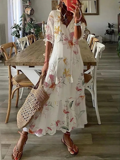 Michaela - Abito Boho con Design Coprente per la Pancia