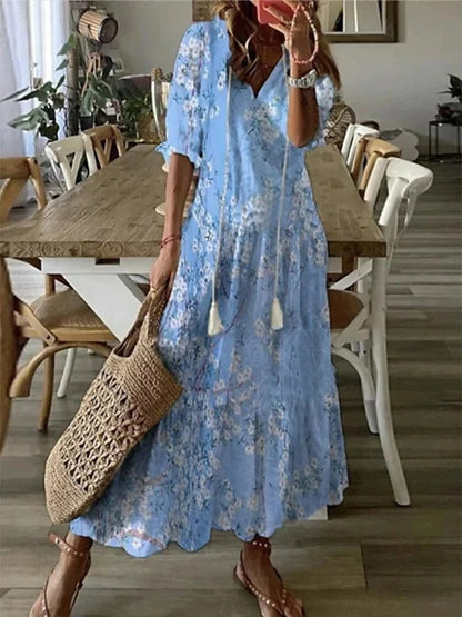 Michaela - Abito Boho con Design Coprente per la Pancia