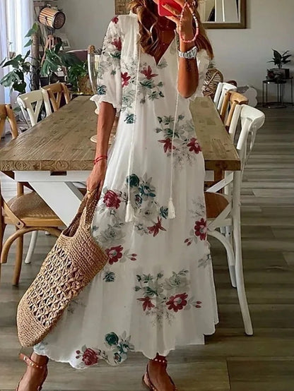 Michaela - Abito Boho con Design Coprente per la Pancia